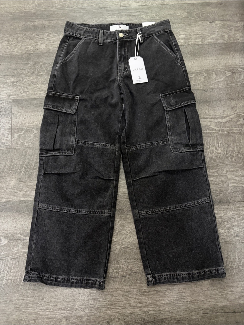 Flying Angel Cargo Dark Denim Wide Leg Jean Size 11/30, NWT